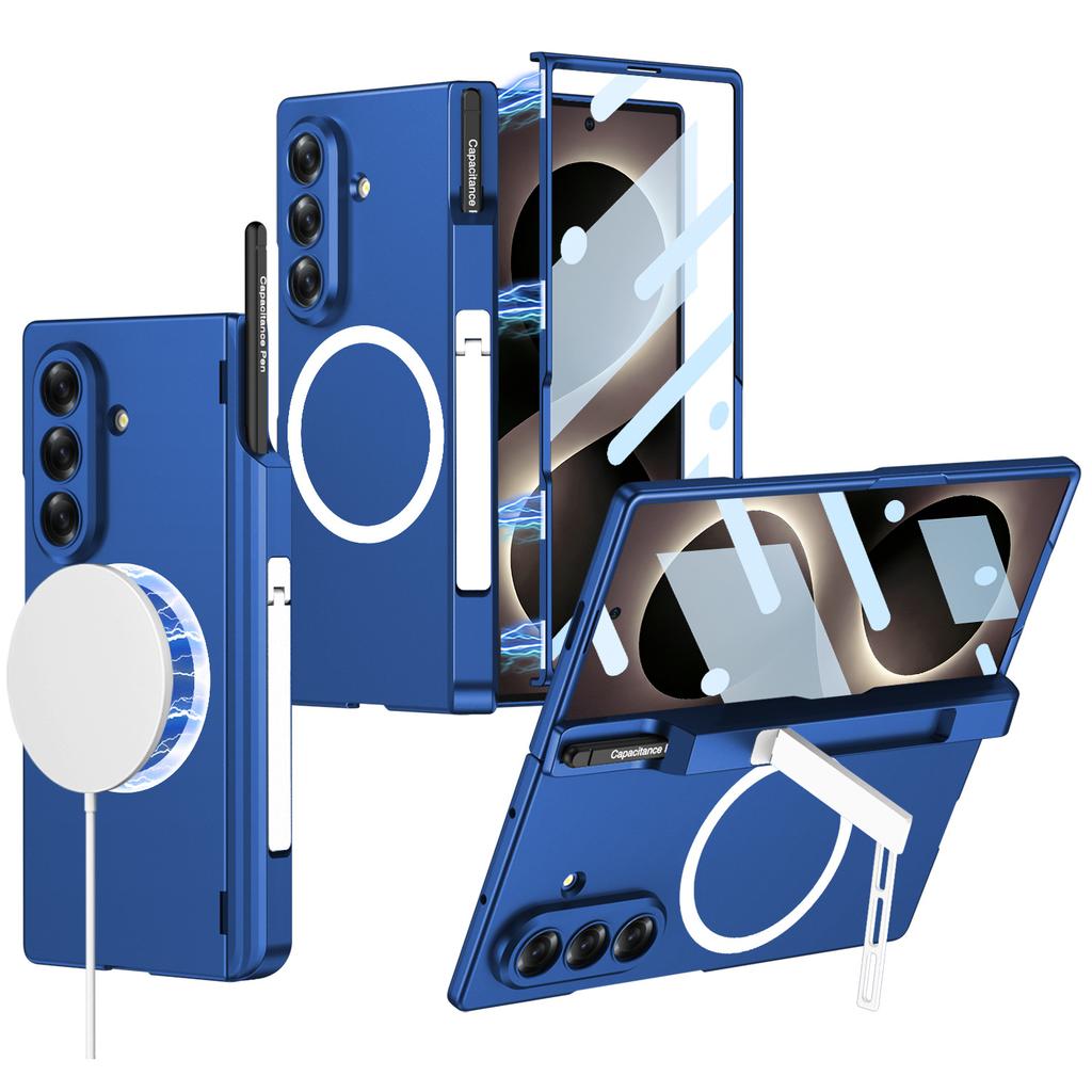 Applicable To Samsung ZFold8Ultra Folding Screen Mobile Phone Case Wireless Charging Magnetic Suction Pen Holder Creative Bracket Wireless Ring