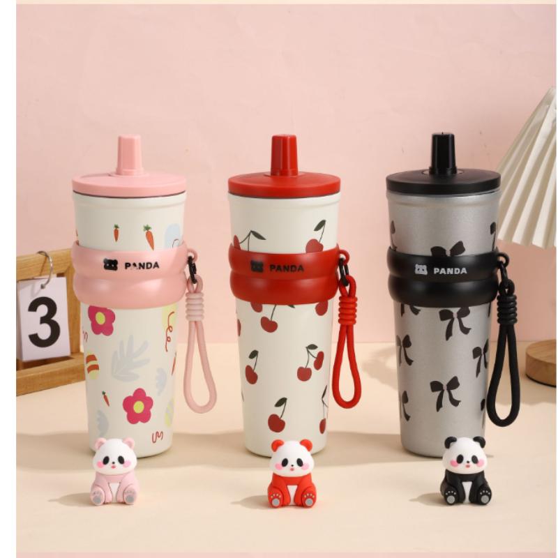 Nerezový Velký Král Hrnku Velkokapacitní Hrnky na Kávu do Auta Láhev na Čaj a Vodu Vakuová Termoska Přenosné Hrnky Hrnky se Slámkou