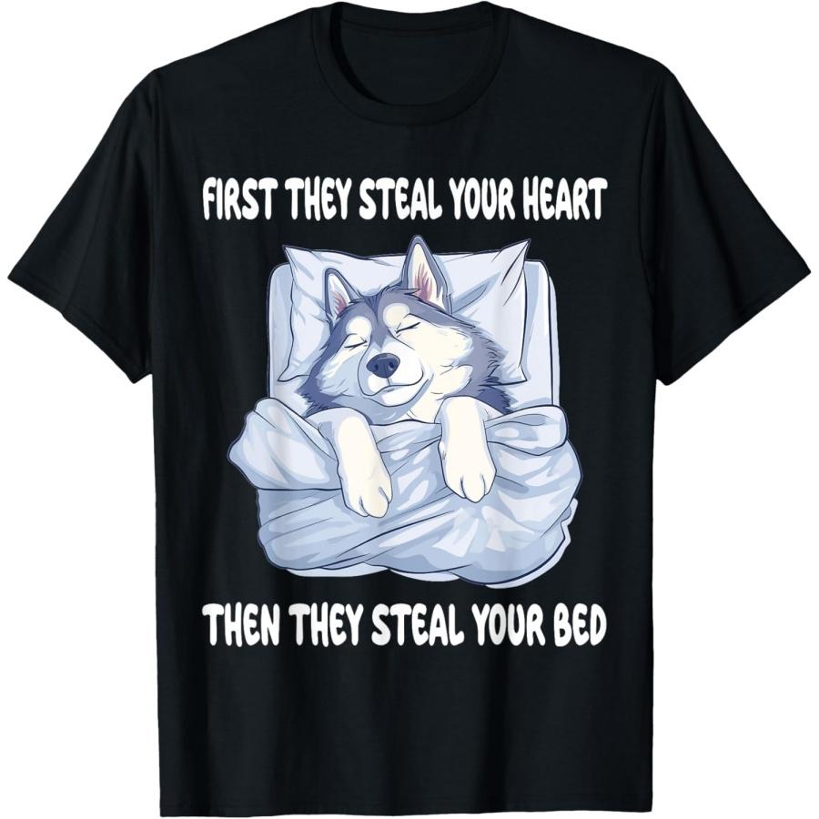 Аляскинский Маламут Спящая Пижама Ночная Рубашка Футболка S чёрный