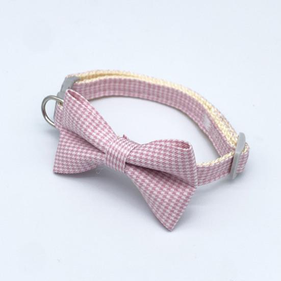 Yousheng Pet Collar Adjustable Beautiful Bowknot Decor Plaid Dog Car Necklace Jewelry for Taking Photo