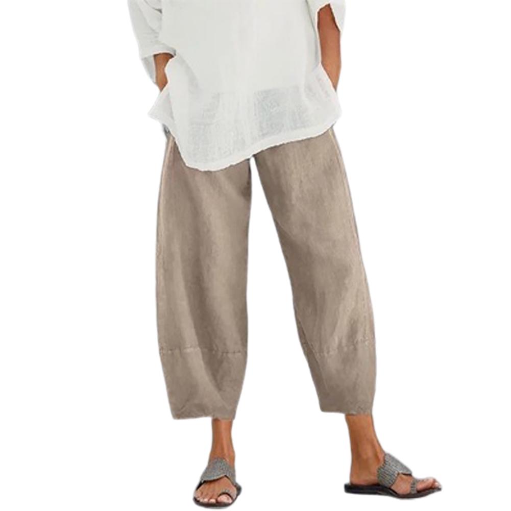 

Женские эластичные поясные карманы, свободные девятые брюки, мешковатые брюки M