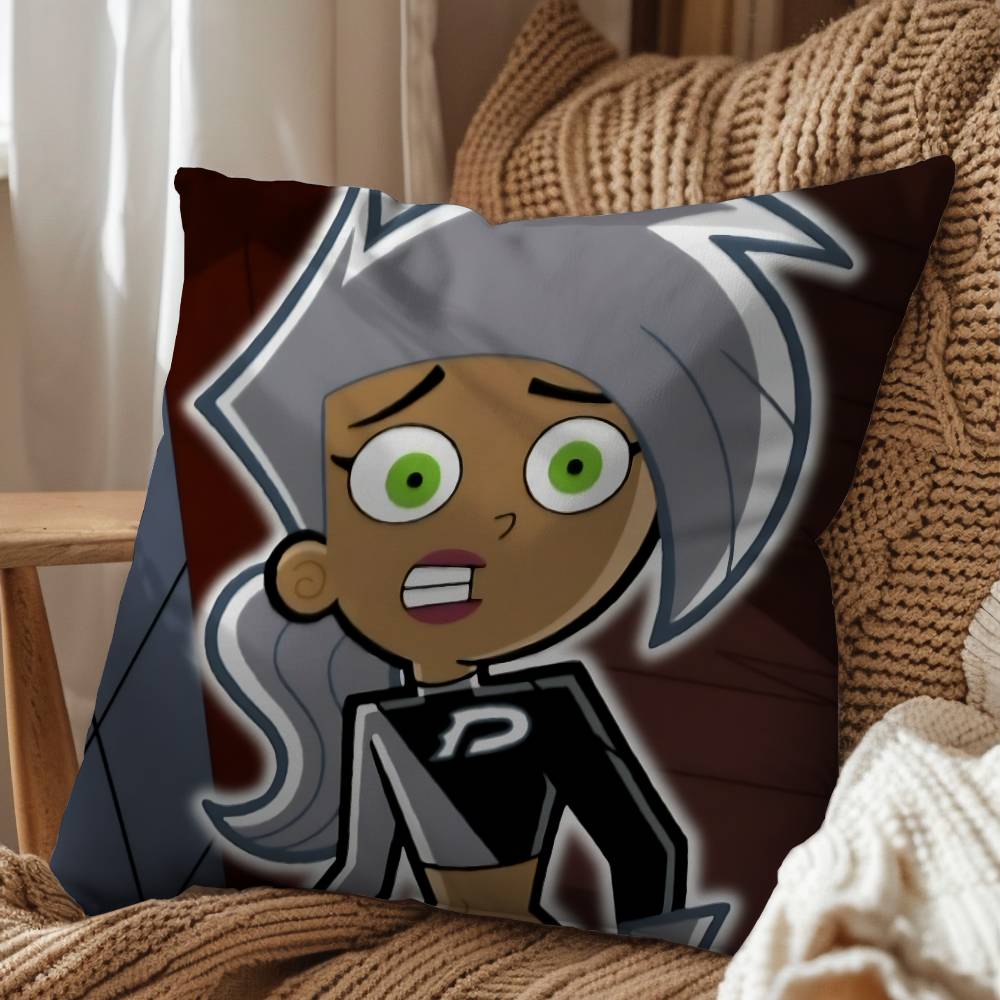 Invincible Danny Dani Phantom Pillow Case Square Double-Sided Printing Short Plush Sofa Cushion Cover Bedroom Bedside Pillow