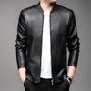 Men's Faux Leather Zip-Up Jacket - Casual Stand Collar Biker Top