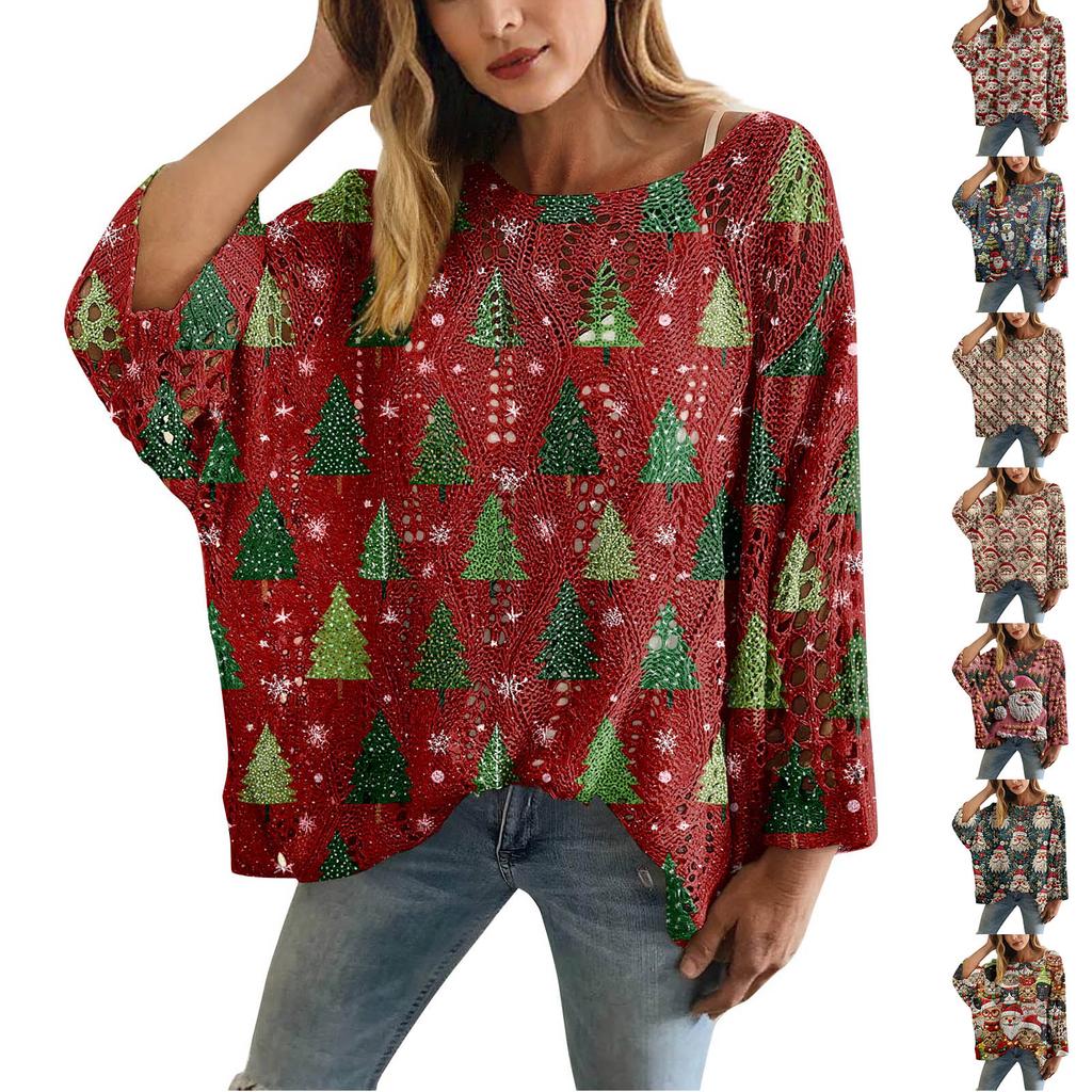 Christmas Crochet Sweater For Women, Christmas Knitted Pullover, Christmas Cozy Fall And Winter Sweater