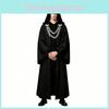 Gothic Wizard Costume With Chain Hooded Robe For Halloween Cosplay Parties