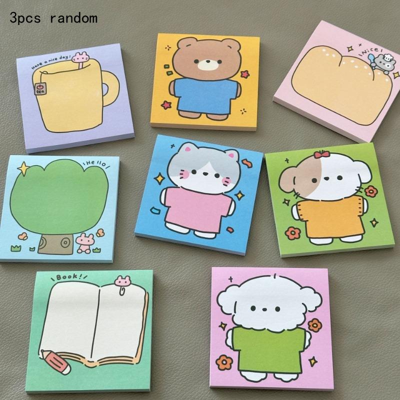 Kawai Stationery Cute Green Sticky Note Cartoon Healing Hand Painted Note Pad for Student Office School Supplies Lovely Memo Pad