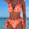Printed Bikini Women's Split Swimsuit Sexy Suspender Beach Vacation Swimsuit