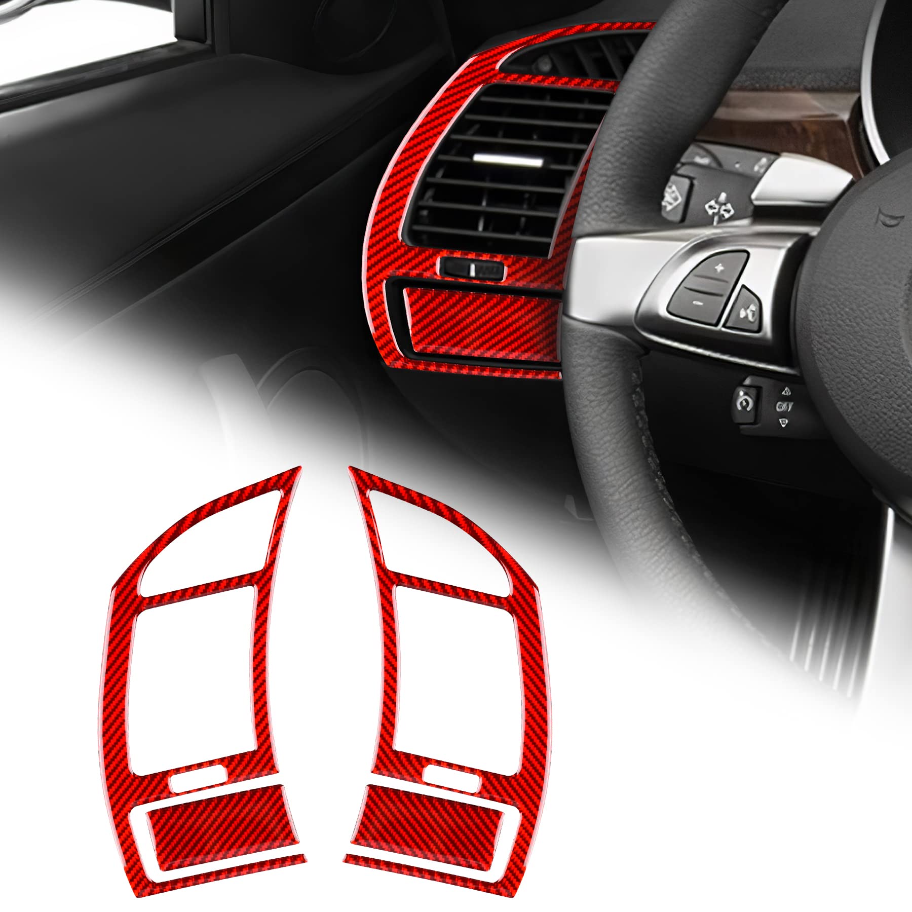 

AIRSPEED Real Carbon Fiber Car Side Air Conditioning Vent Stickers for BMW Z4 E85 E86 Stylish Custom Interior Panel 2003-2008, (Red)