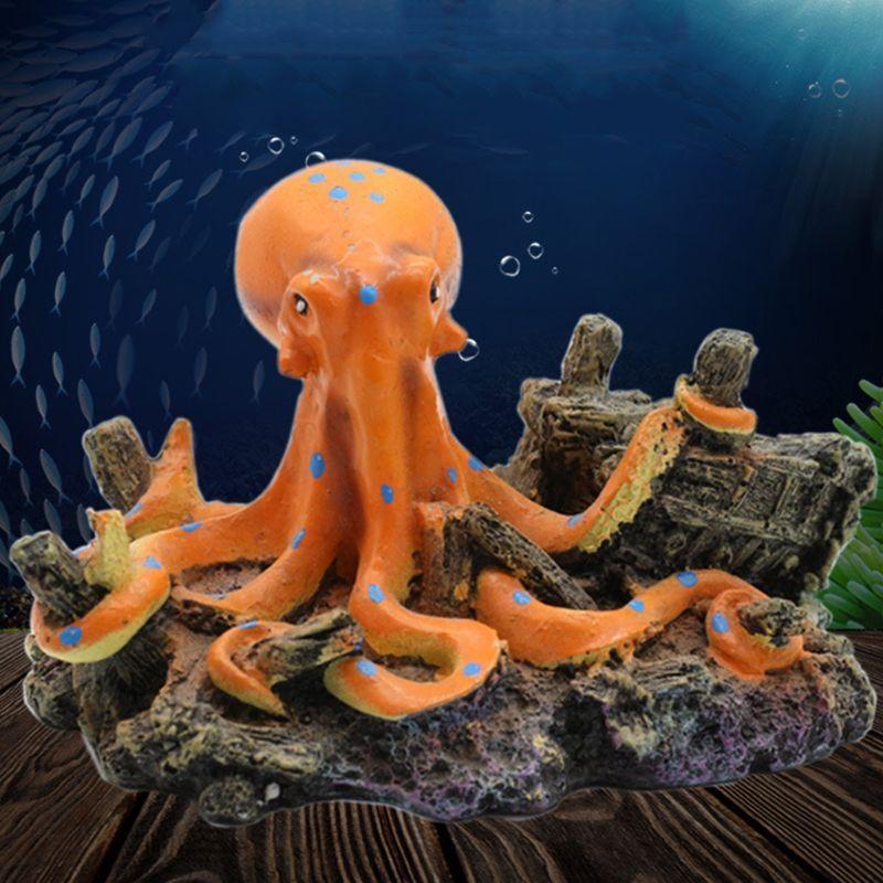 Aquarium Decor Resin Cave Octopus Fish for Tank Hideout Octopus Theme Decor Top Sale