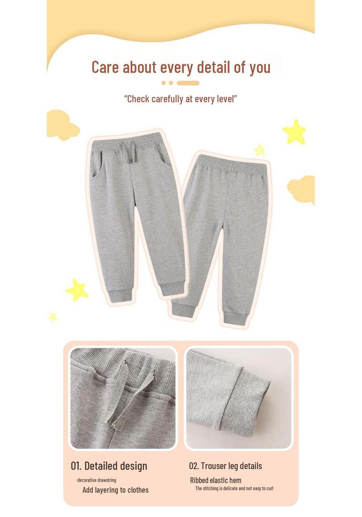 Autumn New Boys' Cartoon Embroidered Cotton Sweatshirt and Sweatpants Set
