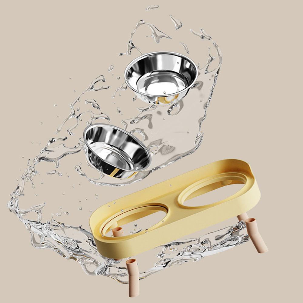 Cat Bowl Double Bowl Set - Anti-Spill Anti-Tip Pet Food Bowl & Water Bowl | Non-Slip Base Cute Cat Feeding Bowls Pet