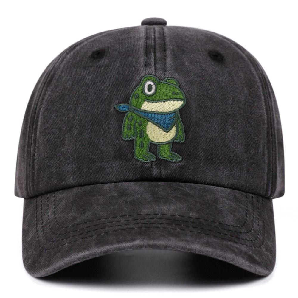 Retro Frog Embroidery Dad Hat Vintage Outdoor Sun Hat Stylish Casual Hip Hop Hat  For Men Women