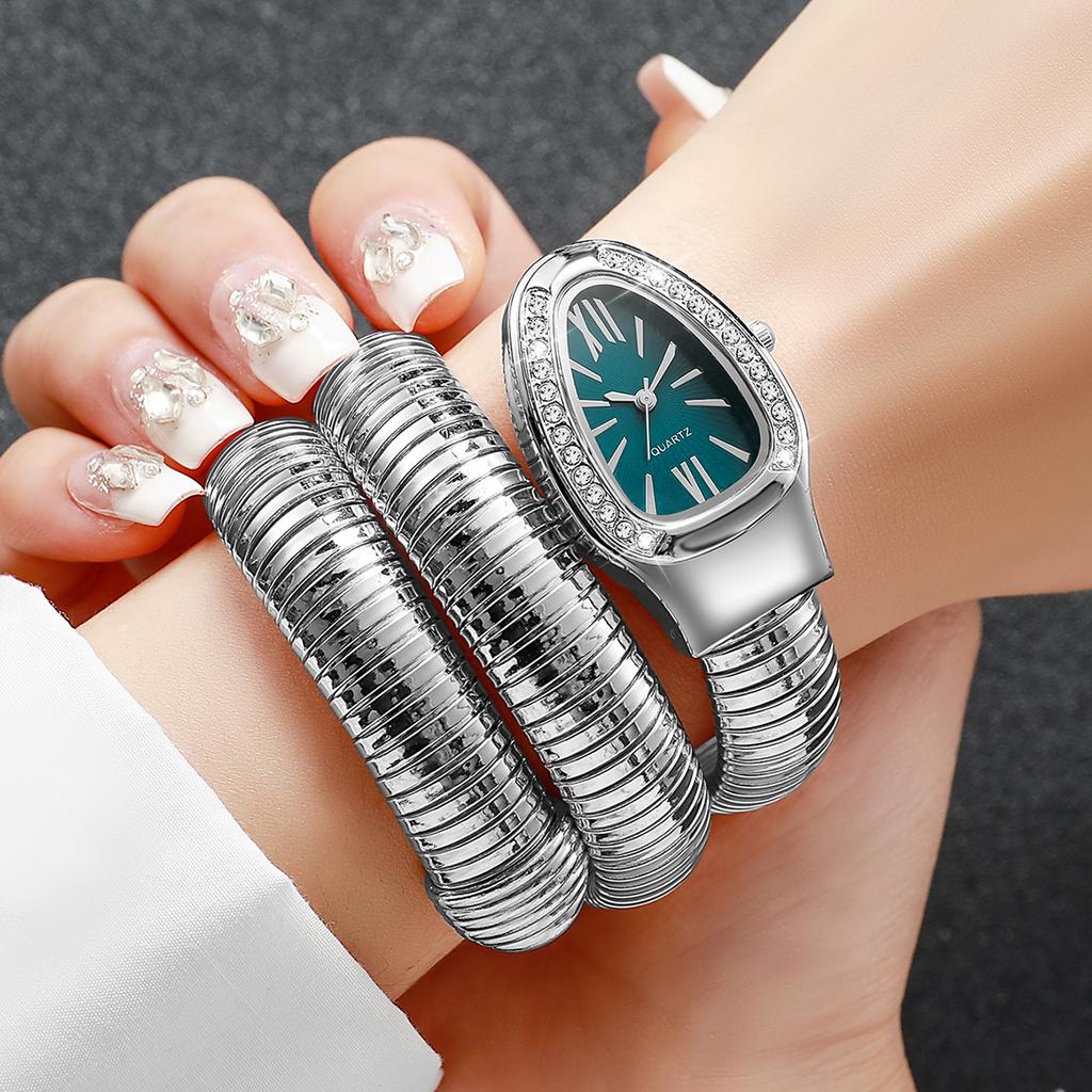 Fashion Women Snake Shape Quartz Watches Luxury Rhinestone Roma Dial Wristwatch Girls Clock Reloj Mujer