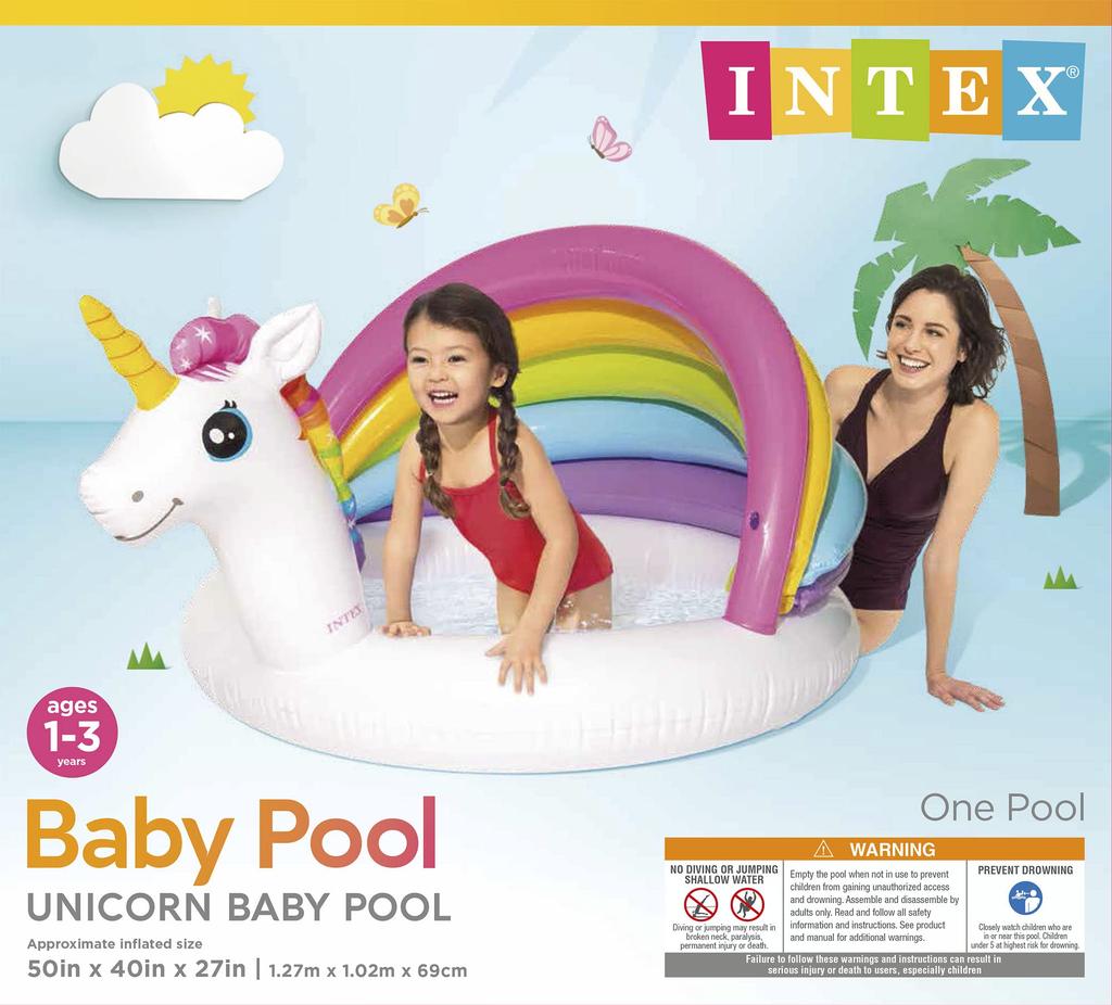 Intex Unicorn Baby Pool, 50" x 40" x 27", Ages 1-3