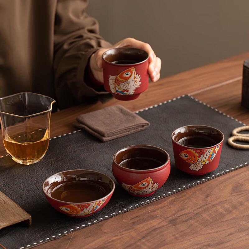 National Tide Forbidden City Red Ceramic Tea Cup Gift Set