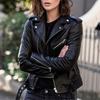 Women Jacket Solid Color Turndown Collar Autumn Winter Long Sleeve Zipper Coat with Belt for Riding