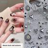 3D Nail Art Stickers Silver Lava Annual Ring Cherry Clock Watch Love Heart Rate Chart Moon Star Line Bow Line Manicure Decals