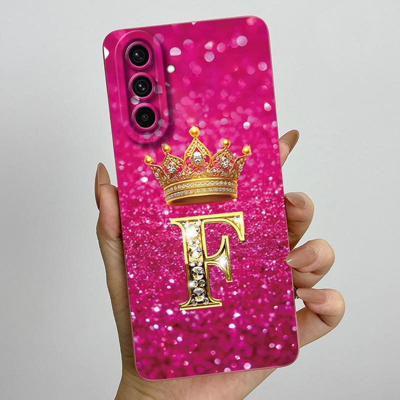 For Samsung Galaxy A37 A57 5G 2025 Crown Initial Letter Couple Phone Case SM-A376B SM-A5760 Soft Silicone Lens Protective Casing