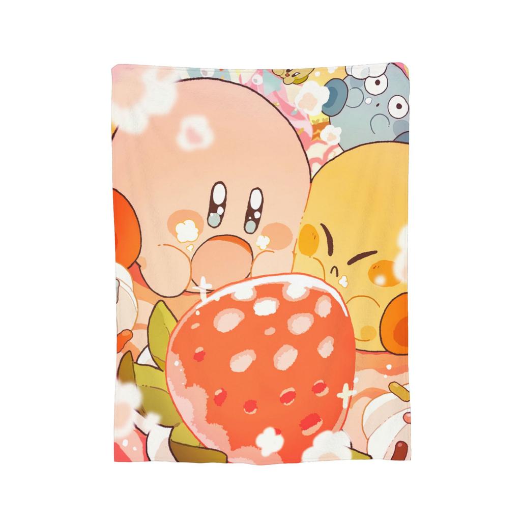 Cartoon K-Kirbys Blankets Coral Fleece Plush Print  Breathable Warm Throw Blankets for Bed Office Bedspreads