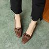 Ladies Spring New Fashion Trend Simple Bow Design Square Toe Single Shoes Outdoor Leisure Comfortable High Heel Women's Shoes