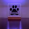 Personalized Dog Paw Acrylic Night Light Custom Pet Name Wooden Base Creative Tabletop Decor Lovely Present For Pet Owner
