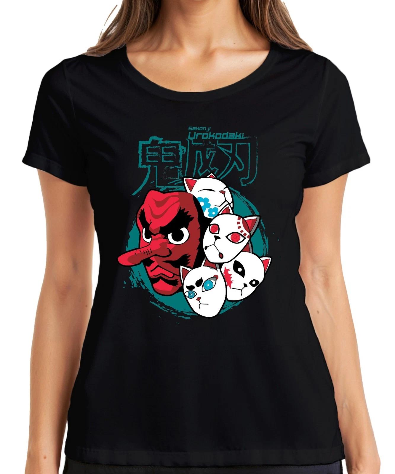 Tengu Maske Urokodaki Kitsune Masken Japan Anime Halloween Damen T-Shirt L