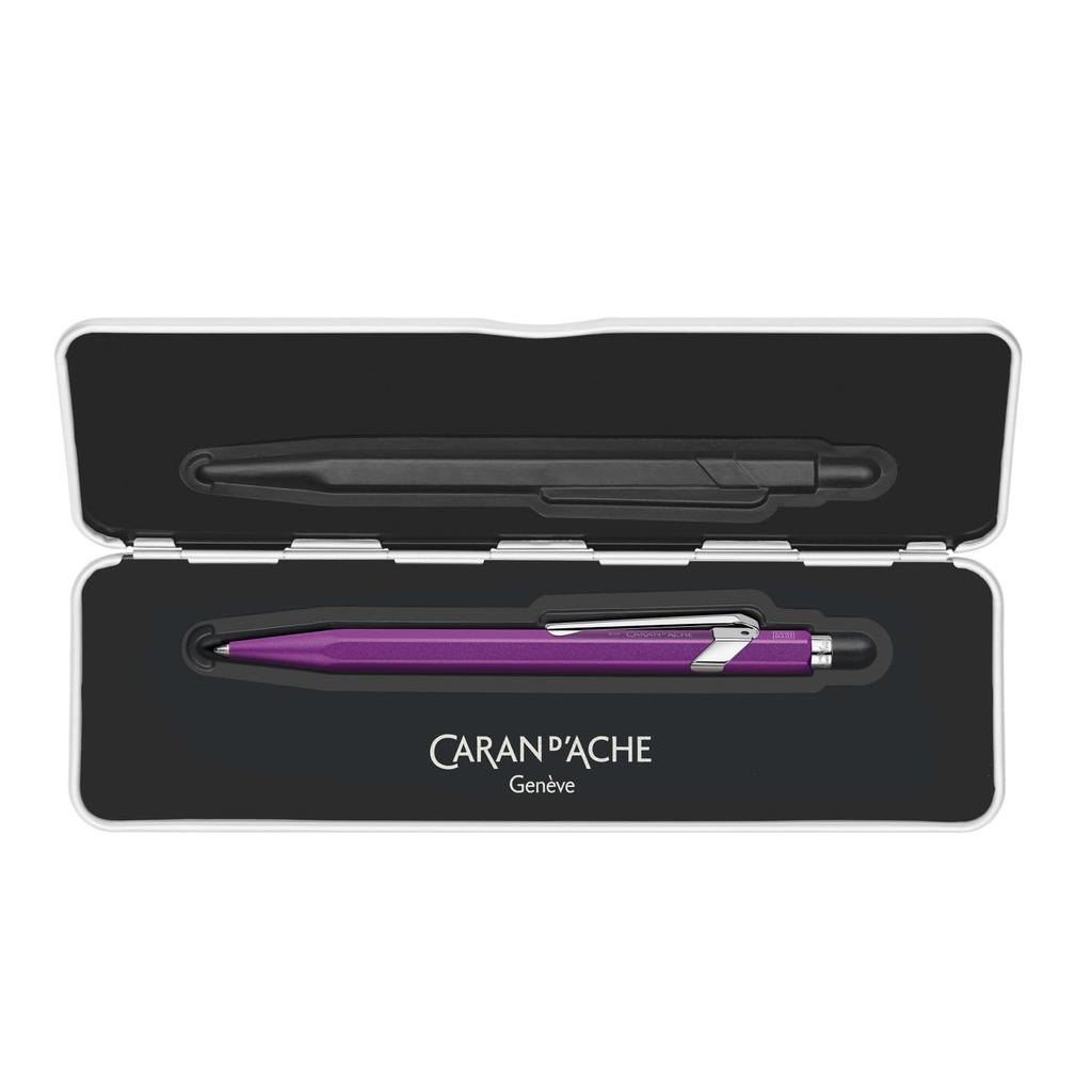 CARAN Ballpoint 849 Colour Matte X Metal Genuine Imported D'ACHE Pen, Oil-based Ink, Violet, NF0849-605, Tin, Product.
