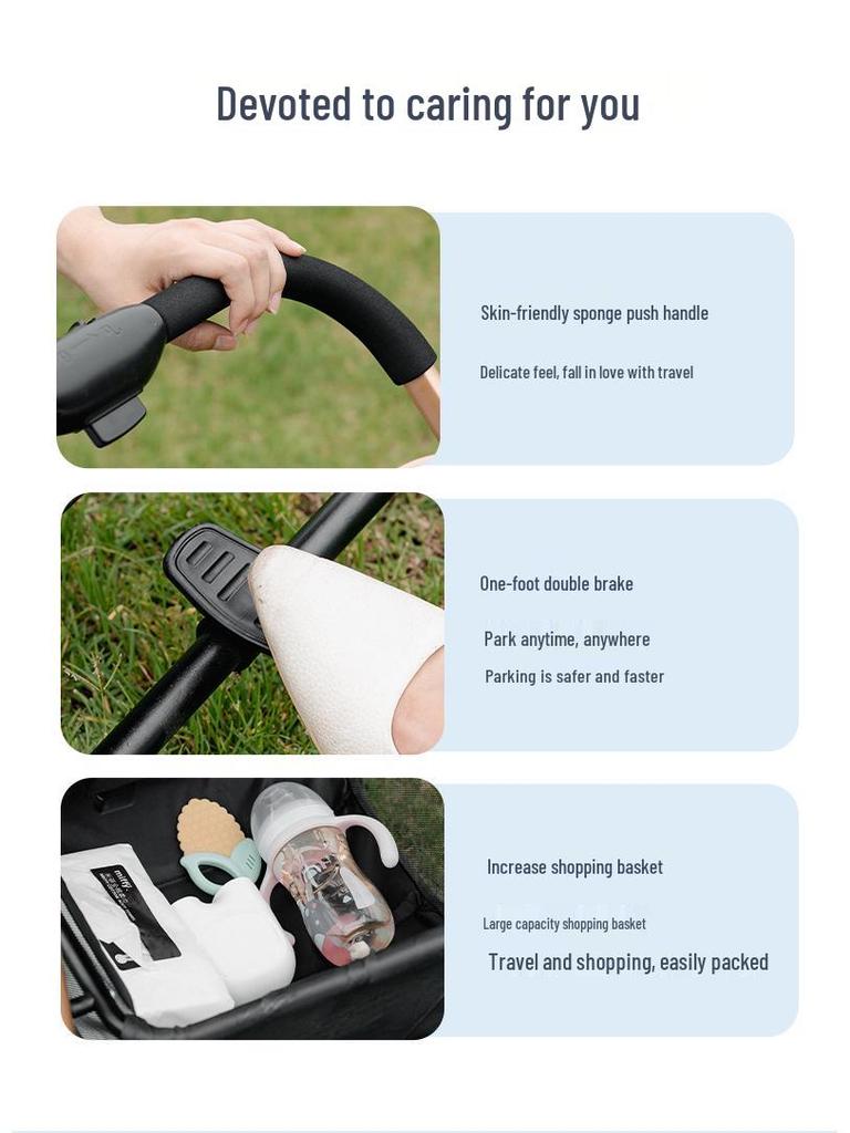 Yinglai'er Lightweight Foldable Reversible Baby Stroller with Sleep Basket