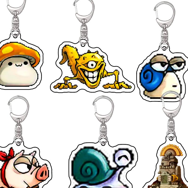 Chic Studio Unisex Blue Harajuku Maplestory Kawaii E Hot Game Fans Souvenir Snail Mushroom Bat Keychain