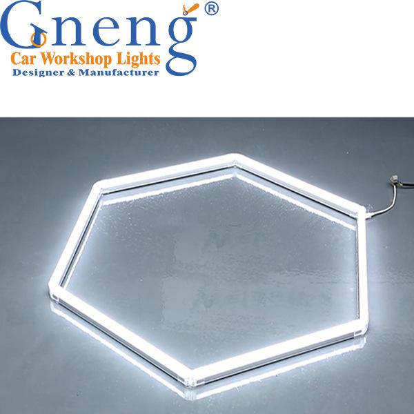 Hexagonal Honeycomb LED Ceiling Light for Garage, Gym, Barber Shop, Supermarket - Energy-Saving Lighting.