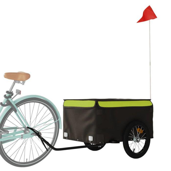 VidaXL Bicycle Trailer Black and Green 45 Kg Iron 94088