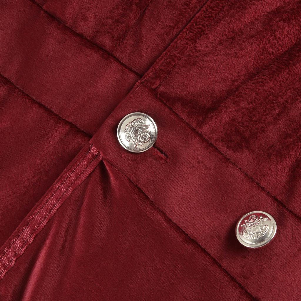 Women's Long Windbreaker Temperament Solid Velvet Long Sleeved Buttoned Coat Jacket