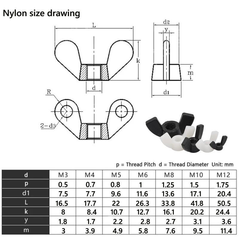 5-25pcs M3 M4 M5 M6 M8 M10 Nylon/304 Stainless Steel Hand Tighten Nut Butterfly Nut Ingot Wing Nut Nuts