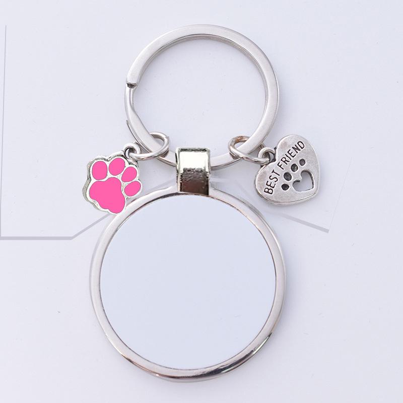 Cross-border Metal Pet Keychain Pendant 3cm Print Size розовый