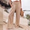 2026 Spring/Summer Women's Casual Loose Cotton Ruched Distressed Mid-rise Pants