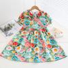 Resort Style Children's Clothing Summer Style Children's Cotton Silk Doll Collar Princess Dress Girls Artificial Cotton Floral Dress