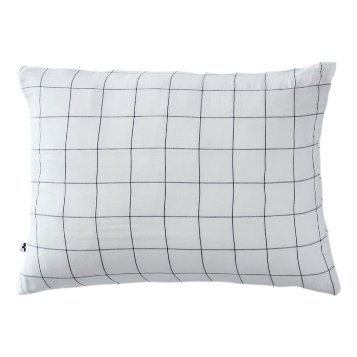 Taie d'oreiller Tissé-teint grands carreaux Déco "Gaïa Match" 60 x 60 cm & 50 x 70 cm "Gaze de Coton" - Gaïa Match Chantilly - 50 x