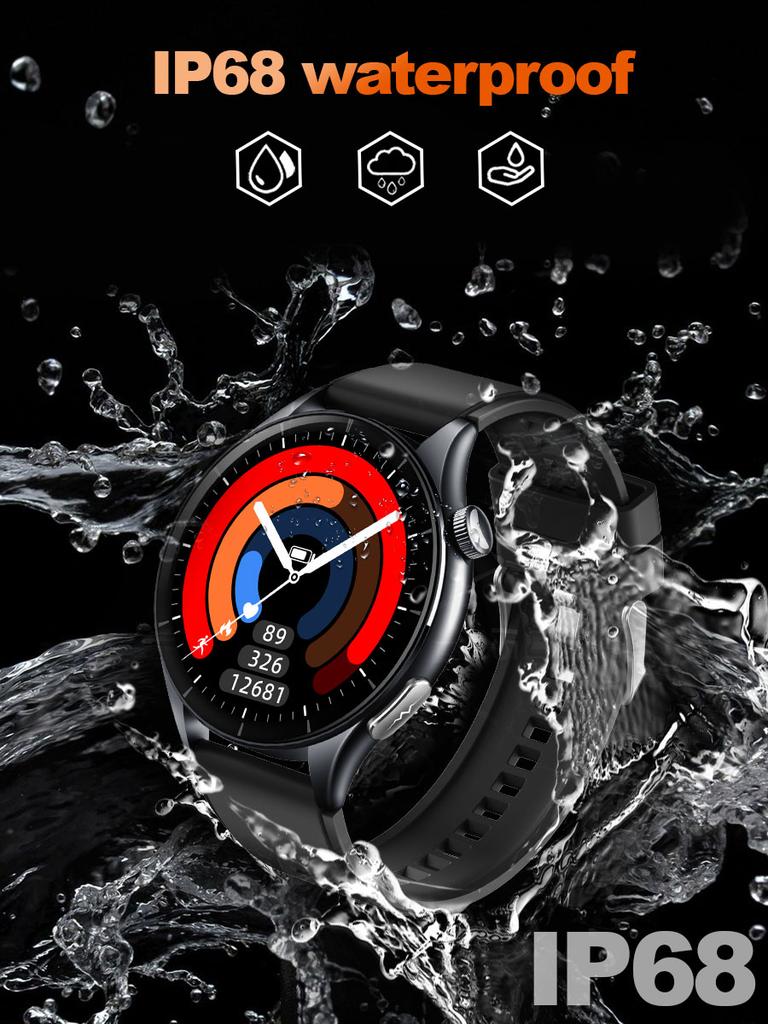 SACOSDING Men Smart Watch 1.56 inch AMOLED HD Screen Led Flashlight BT Calling ECG Health Monitoring Sports Fitness Tracker Women Smartwatch