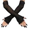 Fancy Dress Up Half Finger Spider Web Gothic Mittens Halloween Gloves Arm Sleeves Women Long Gloves