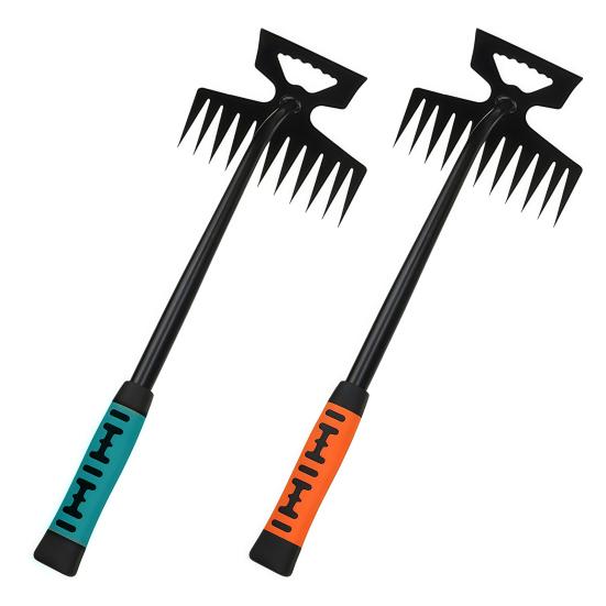 Weeding Rake Garden Hand Weeder with Long Handle 11 Teeth Weed Puller Rake for Precision Weeding Yard Lawn Farm Gardening