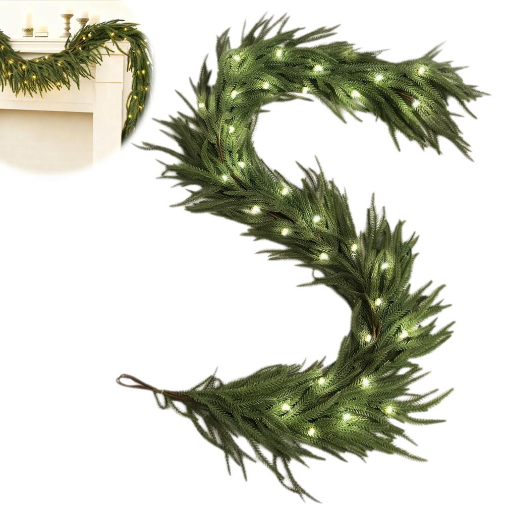 1pc Artificial Norfolk Pine Christmas Wreath Fake Green Garland Front Door Walls Porches Home Decor Xmas Decor Christmas Decor