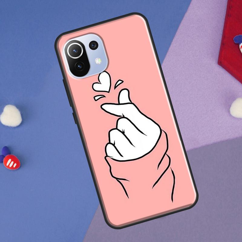 Kpop Finger Heart Cover For Xiaomi 14 13 Ultra 11T 12T 13T 14T Pro POCO X7 Pro X3 X5 F3 F5 F6 M6 X6 Pro Case