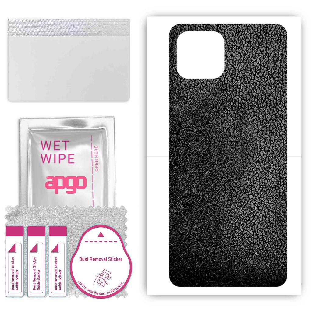 apgo Protective Skin Sticker for the back compatible with Huawei nova 8 SE, Wrap Film, Foil, Vinyl - Pattern Black Leather