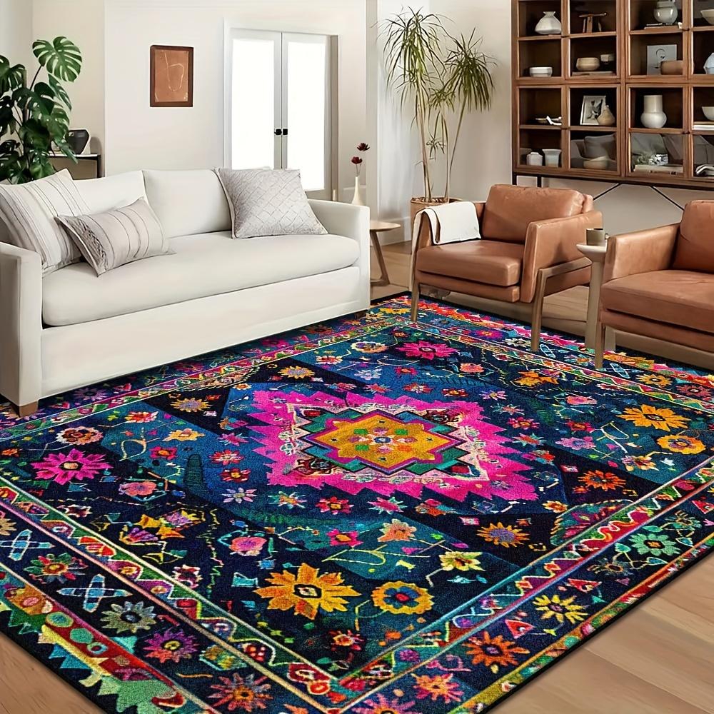Eksotisk Stil Fargerikt Blomstermønster Teppetrykk Moderne Stilig Romgulvteppe Polyester Sklisikker Dørmatte Soverom Entré