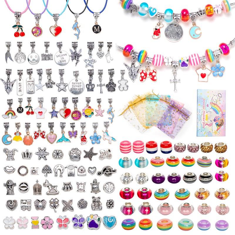 DIY Kids Crystal Bead Bracelet Kit With Small Box 1.5cm Height 66-162pcs Sweet Fruit Flower Design