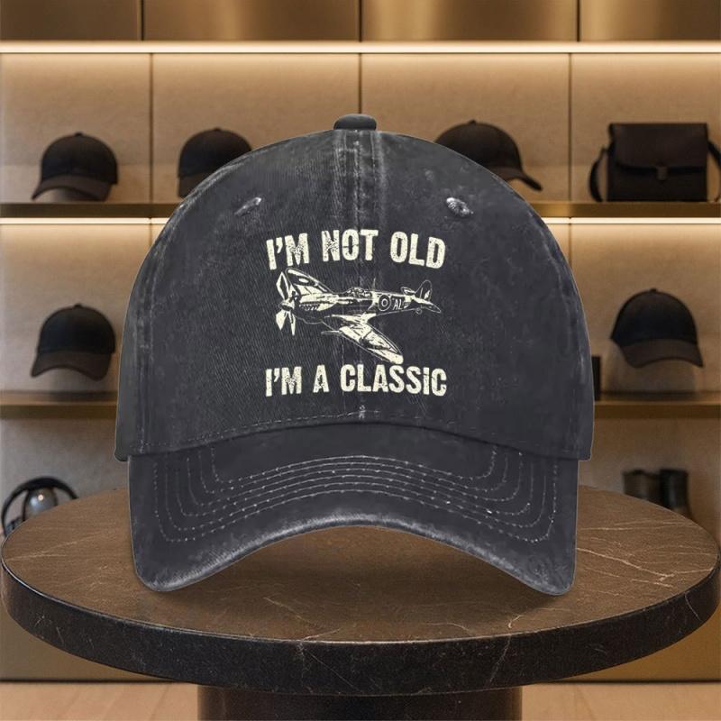 Vintage Fighter Jet Print Washed Baseball Cap Unisex Snapback Hat for Unisex Women Aviation Retro Casual Outdoor Commuting Party
