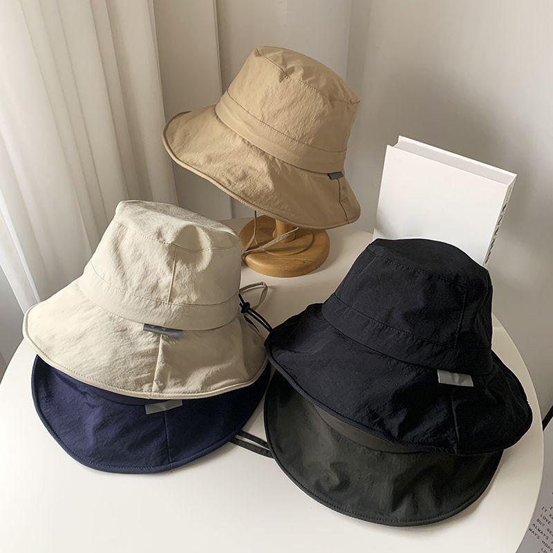 Women Summer Quick-dry Fishermen Hat Casual Outdoor Wide Brim Waterproof Sunshade Bucket Cap Solid Hiking Fishing Sunscreen Hats