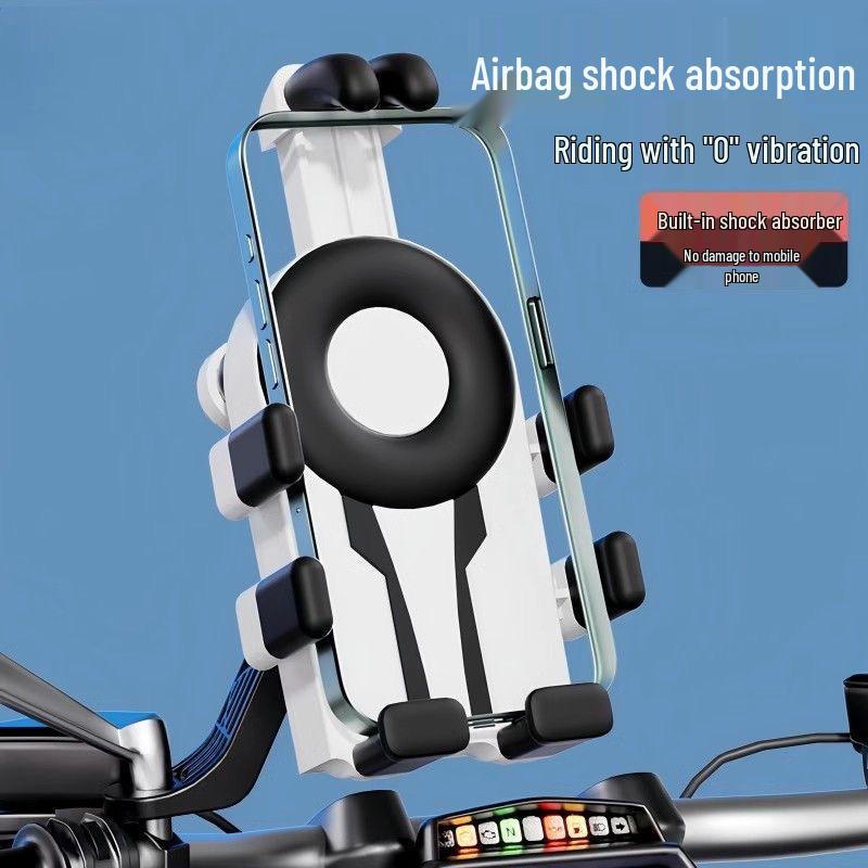 Shockproof Phone Holder for Electric Vehicles & Motorcycles - Black Technology for Vibration Dampening in Food Delivery & Cycling