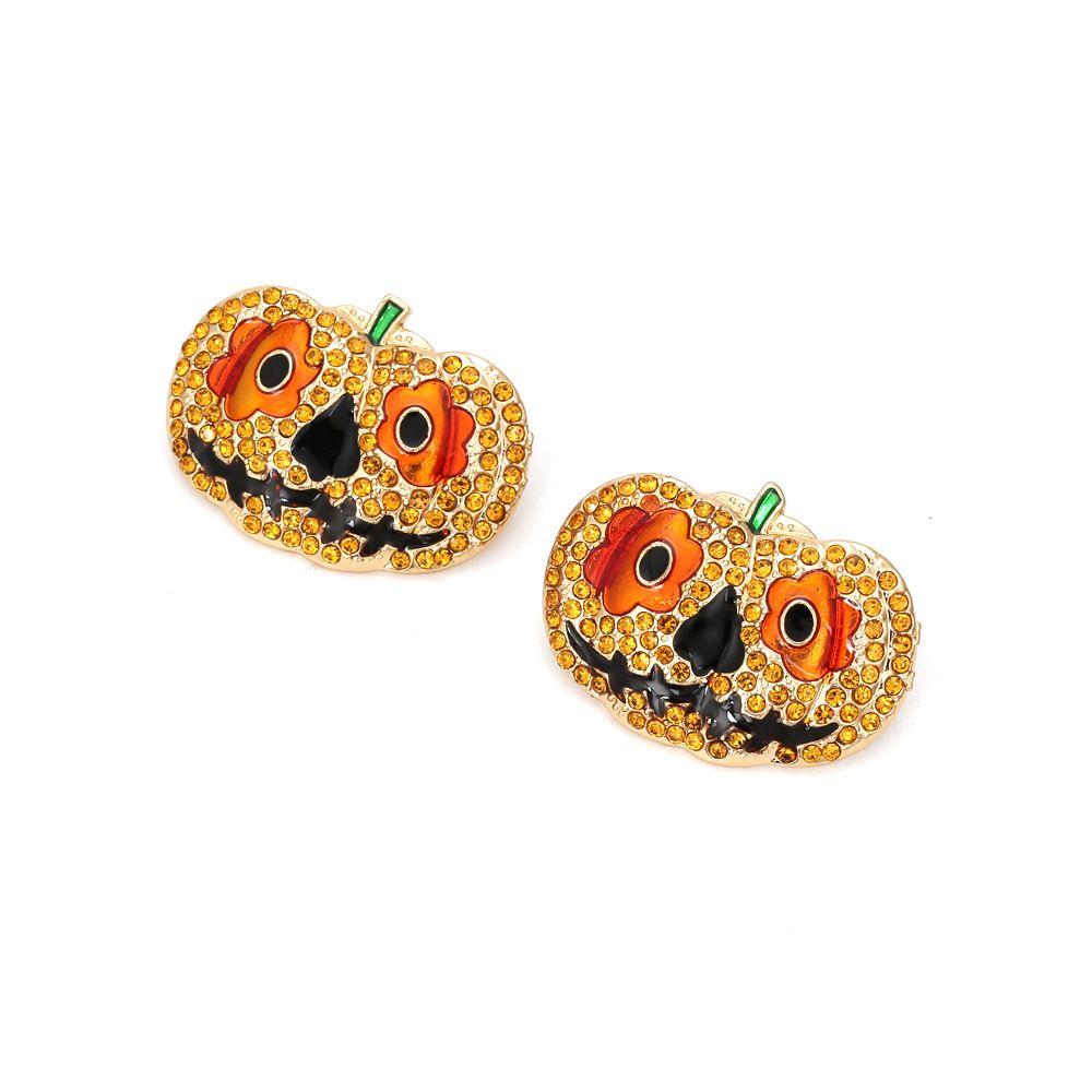 Accessories Rhinestone Pumpkin Earrings Pumpkin Stud Earrings Women's Earrings Halloween Ear Stud