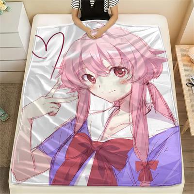 1PC Gasai Yuno Print Flannel Blanket, High Quality All Seasons, Home Decor, Warmth and Comfort, Perfect for Christmas Gifts
